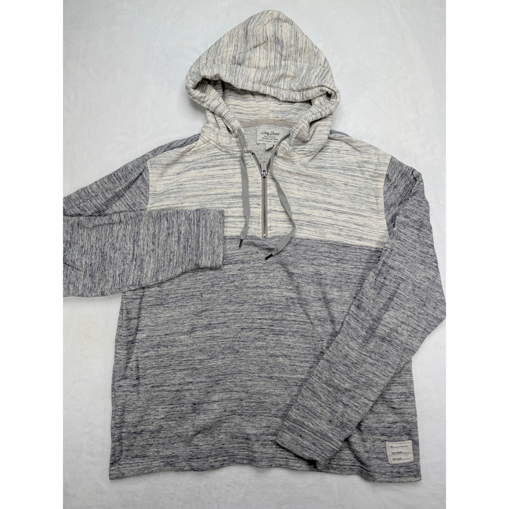 Lucky Brand Mens Grey Label 1/4 Zip Hoodie Gray Space Dye Cotton Sweatshirt L‎ - Picture 3 of 7